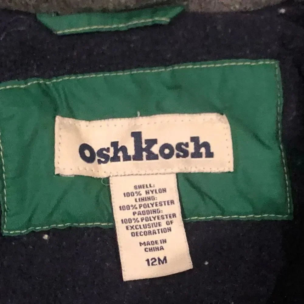 Boys OshKosh B'gosh Snowsuit Size 12M Forest Green and White Snow Set 2 Pieces